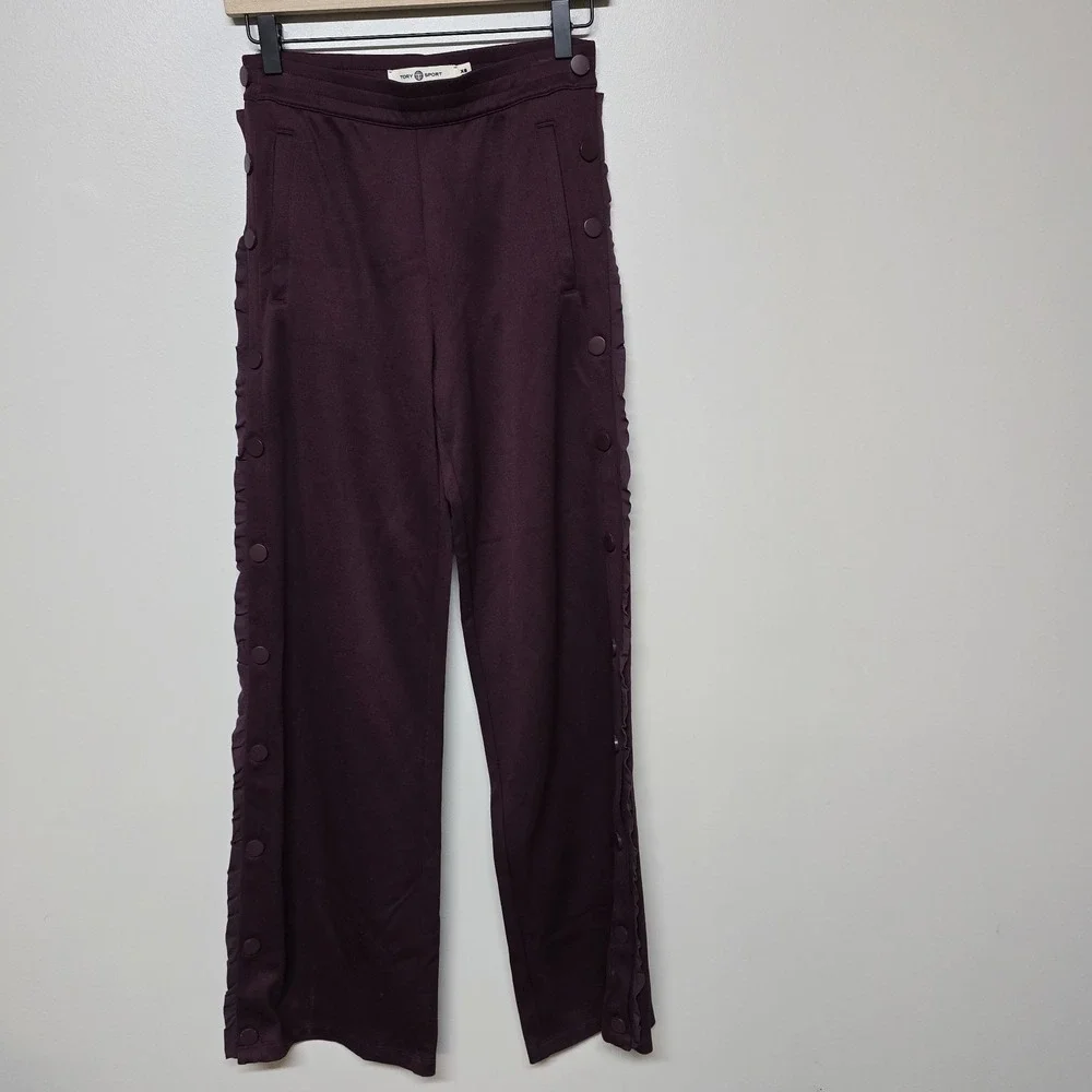 Tory Sport Maroon Tonal Ruffle‎ Track Jacket And Pants Sz XS Tory Burch Casual